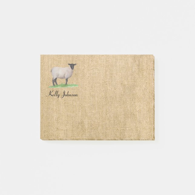 Watercolor Suffolk Sheep Post-it Notes (Front)