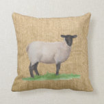 Watercolor Suffolk Sheep Throw Pillow