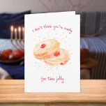 Watercolor Sufganiyot Jelly Donut Funny Hanukkah Holiday Card<br><div class="desc">Looking for a Hanukkah card as unique as your celebrations? This playful sufganiyot design is a feast for the eyes and the spirit! Featuring hand-painted watercolor jelly donuts and the witty phrase "I don’t think you’re ready for this jelly, " it’s the perfect blend of humor and charm. The dotted...</div>