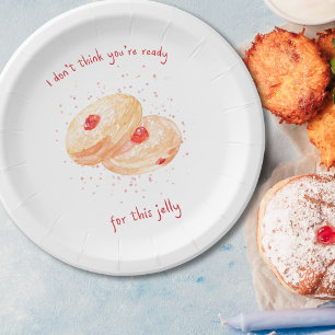 Watercolor Sufganiyot Jelly Donut Funny Hanukkah Paper Plates