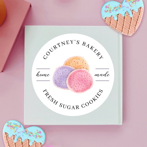 Watercolor Sugar Cookies Confectionery Business Classic Round Sticker