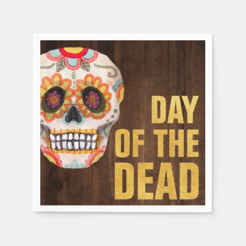Watercolor Sugar Skull Day of the Dead Halloween Napkins