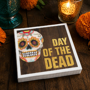 Watercolor Sugar Skull Day of the Dead Party Napkins