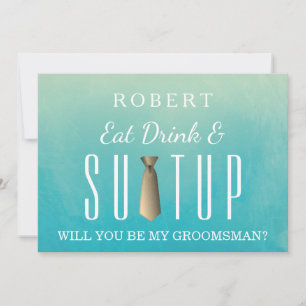 Watercolor Suit-up Will you be my groomsman Invitation