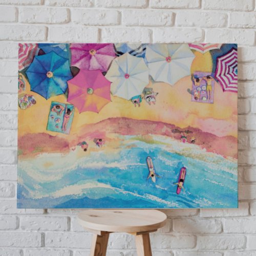 Watercolor Summer Beach Canvas Print