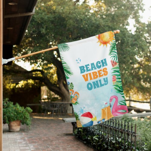 Watercolor Summer Beach Party House Flag