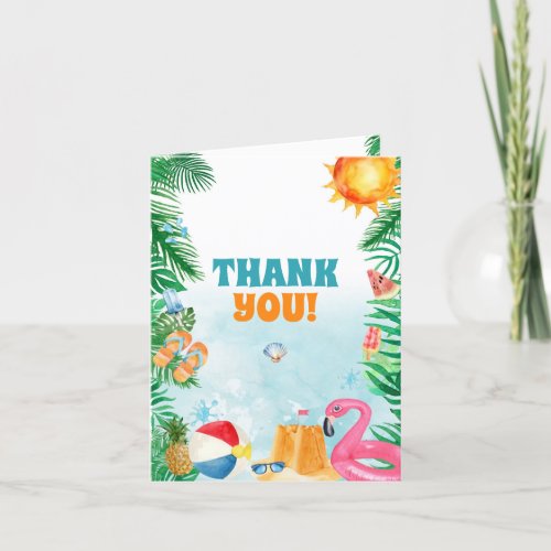 Watercolor Summer Beach Party Thank You Card