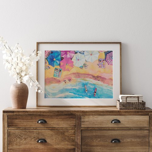 Watercolor Summer Beach Poster