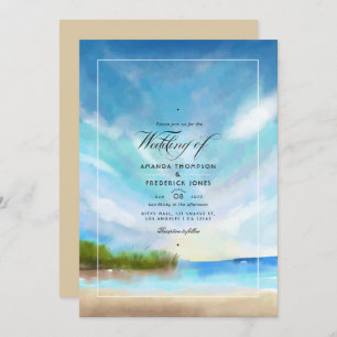 Watercolor Summer Beach Wedding Invitation
