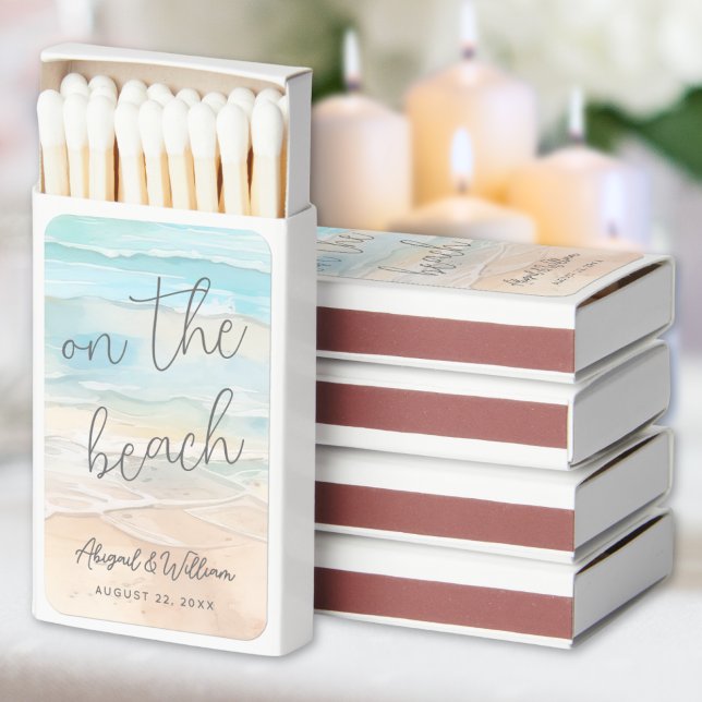 Watercolor Summer  Beach Wedding Matchboxes (Watercolor Summer On The Beach Wedding Matchboxes)