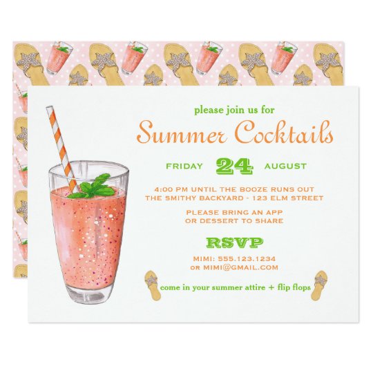 Watercolor Summer Cocktail Party Invitation | Zazzle.com