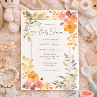 Watercolor Summer Floral Baby Shower Invitation