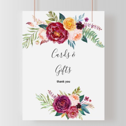 Watercolor Summer Floral Cards and Gifts Sign