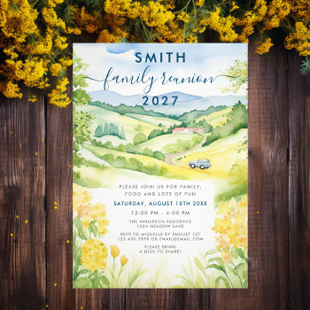 Watercolor Summer Floral Country Family Reunion Invitation by StuffByAbby at Zazzle