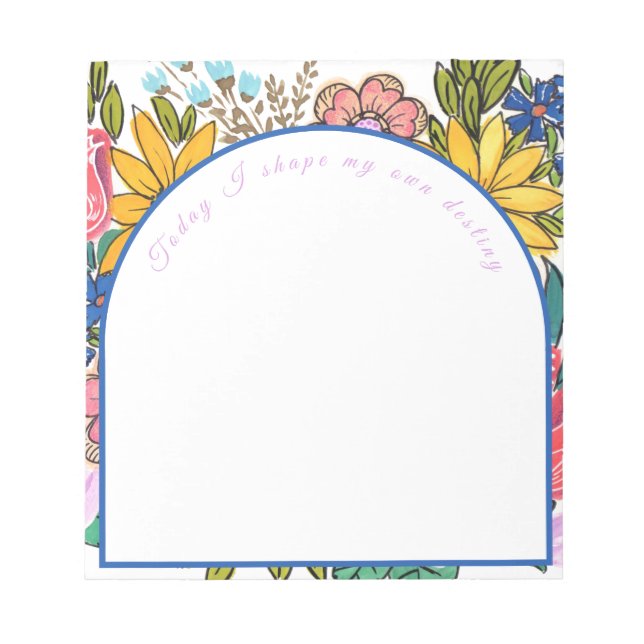Watercolor Summer Florals Personalized Notepad (Front)