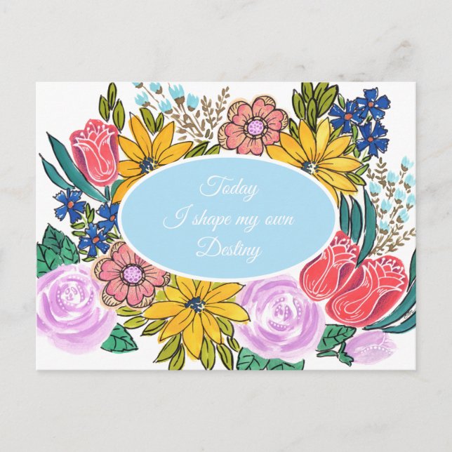 Watercolor Summer Florals Personalized Postcard (Front)