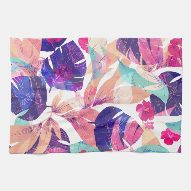 Watercolor Summer Flower 2 Kitchen Towel (Horizontal)