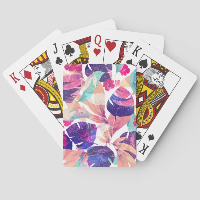 Watercolor Summer Flower 2 Poker Cards (Back)