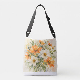 Watercolor summer flowers crossbody bag