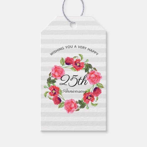 Watercolor Summer Flowers Floral Anniversary Gift Tags