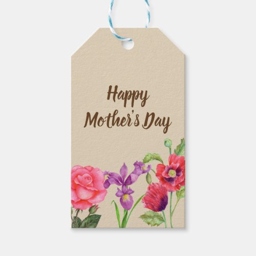 Watercolor Summer Flowers Floral Mothers Day Gift Tags