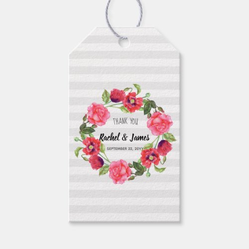 Watercolor Summer Flowers Floral Thank You Gift Tags