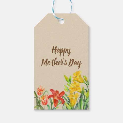 Watercolor Summer Flowers Mothers Day Gift Tags