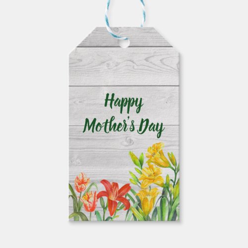 Watercolor Summer Flowers Mothers Day Gift Tags