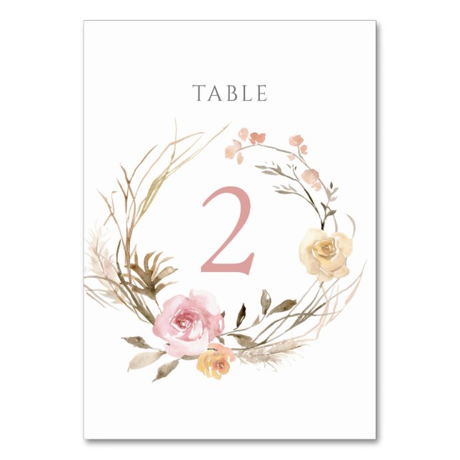 watercolor summer flowers Table Number 2 (Front)