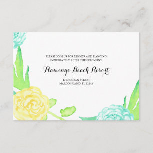 Watercolor Summer Flowers Wedding Reception Card