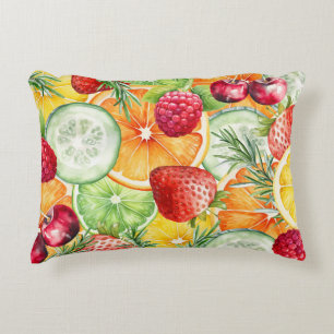Watercolor Summer Fruit Decor Accent Pillow