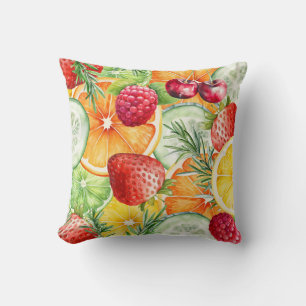 Watercolor Summer Fruit Decor Throw Pillow