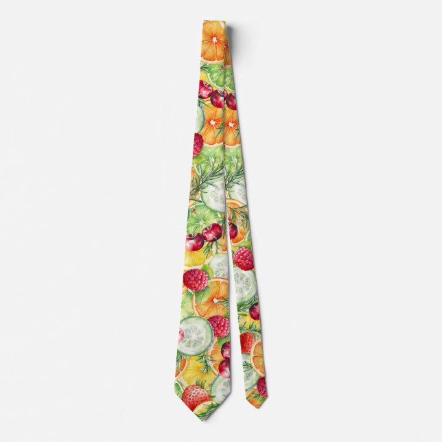 Watercolor Summer Fruit Neck Tie (Front)