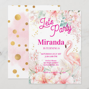 Watercolor Summer Girl Party Invitation