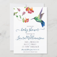 Watercolor Summer Hummingbird Baby Shower