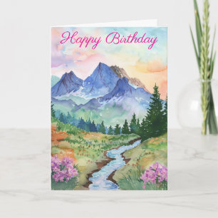 Watercolor Summer Mountain Card