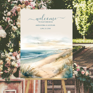 Watercolor Summer Ocean Beach Wedding Foam Board