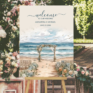Watercolor Summer Ocean Beach Wedding Foam Board