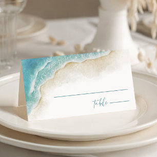 Watercolor Summer Ocean Beach Wedding Place Card