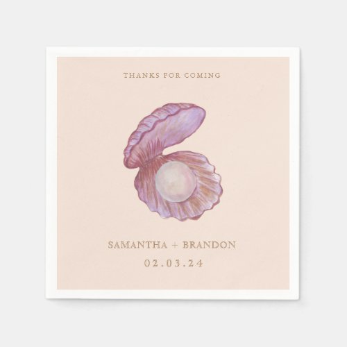 Watercolor summer Ocean Seashell pearl Napkins