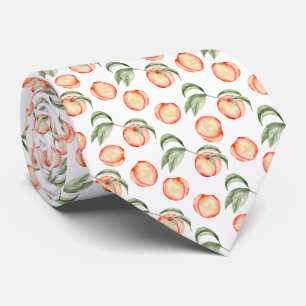 Watercolor Summer Peach Pattern Neck Tie