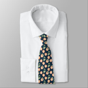 Watercolor Summer Peach Pattern Neck Tie