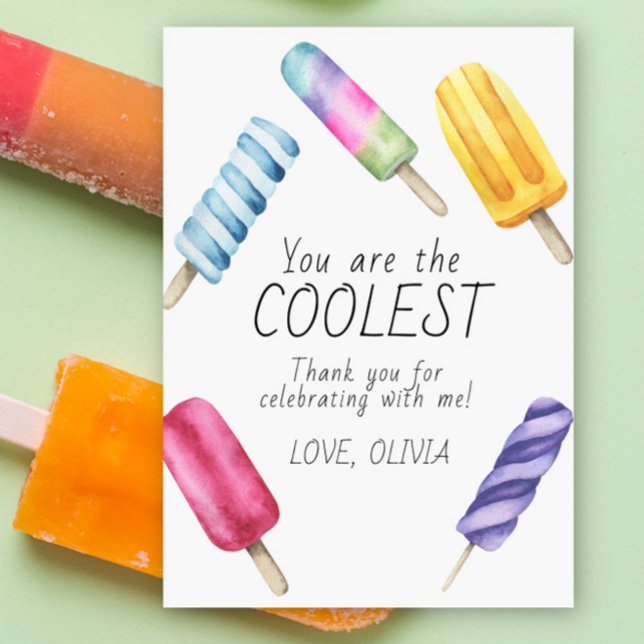 Watercolor Summer Popsicle Birthday thank you (Creator Uploaded)