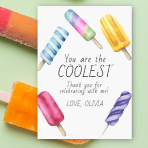 Watercolor Summer Popsicle Birthday thank you Card