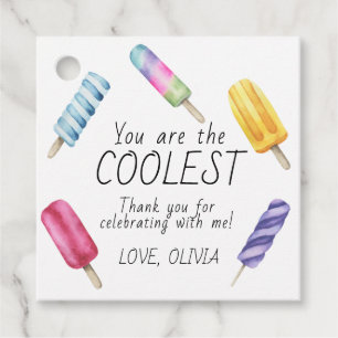 Watercolor Summer Popsicle Birthday thank you Favor Tags