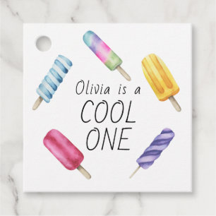 Watercolor Summer Popsicle Ice Cream Birthday Favor Tags