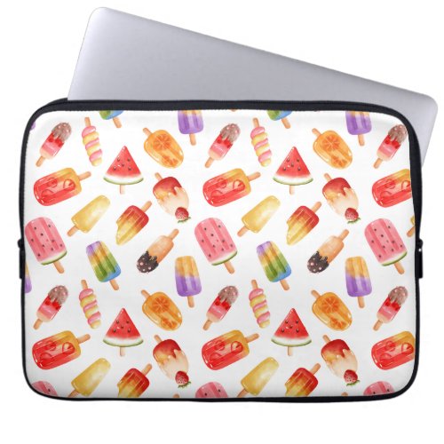 Watercolor Summer Popsicles Pattern Laptop Sleeve