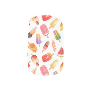 Watercolor Summer Popsicles Pattern Minx Nail Art