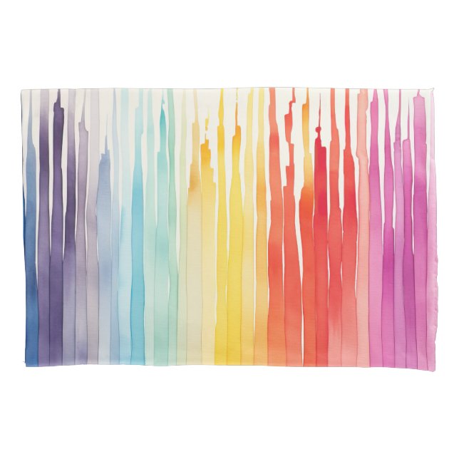 Watercolor Summer Stripes Pillow Case (Front)