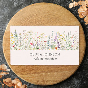 Watercolor Summer Wildflower Floral Business Card